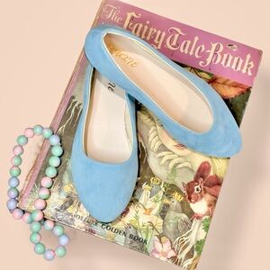 XIUXIE LIGHT BLUE FAUX SUEDE BALLET FLATS SIZE 40